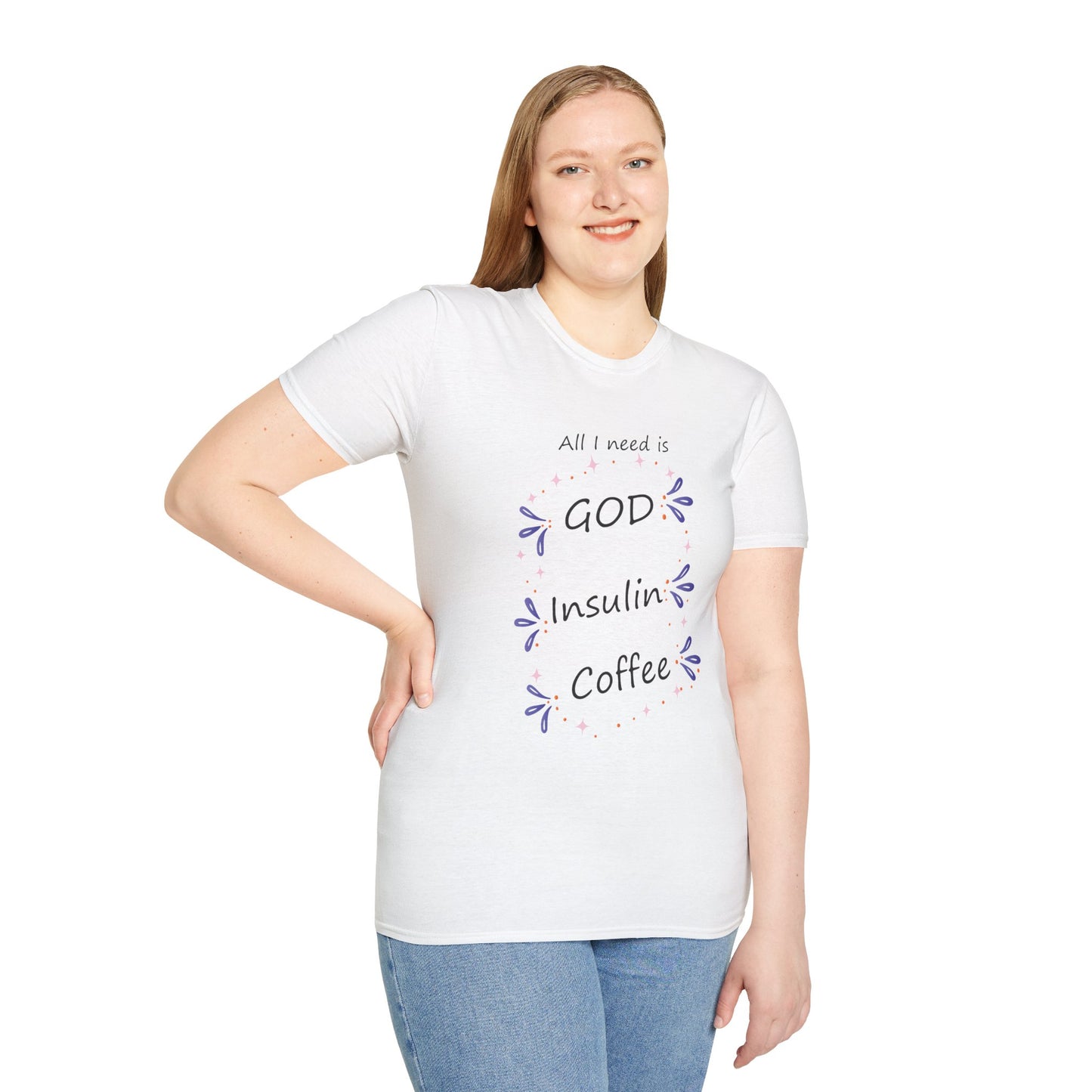 "All I Need Is God, Insulin, Coffee" Christian Diabetes Tee